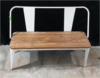 Vintage Metal w/ Wood Seat Bench Z10A