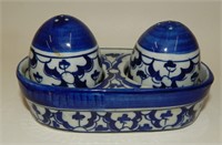 Blue & White Porcelain Eggs in Holder