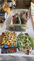 Assortment of fabric and craft items
