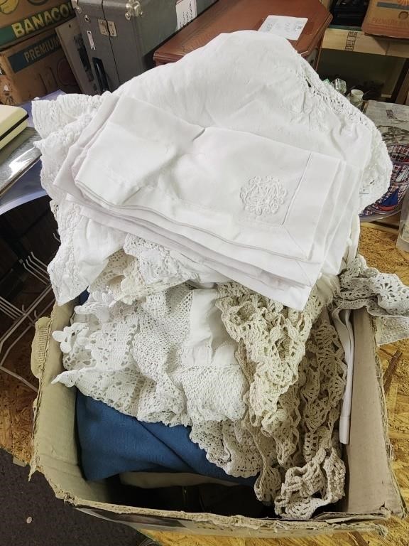 Box of Fabric Doilies and More