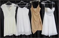 (3) White & Tan Women's Short Dresses Sz. M
