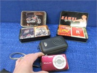 casio exilim digital camera -2 tins with playing