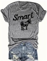 Size 8-10-Women's Smart Ass Donkey Print T-Shirt
