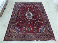 HAND KNOTTED WOOL AREA RUG, 9'10" X 7'