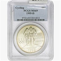1995-D .7734oz. Silver Dollar Cycling  PCGS MS69