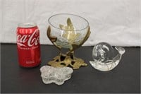 Brass & Glass Bowl w/ Butteryfly Trinket Box