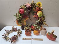 Wreaths, Pumplin Napkin Holder, & Decor