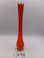 Red Retro Art Glass Stretch Vase-14" tall