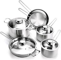 Stainless Steel Pots and Pans Set, 10-Piece Kitche
