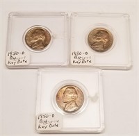 (3) 1950-D Nickels BU