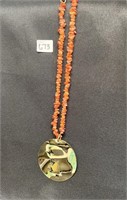 Neiman Marcus Carnelian Necklace w/Butterfly Pndt