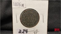 1876 large Canadian penny
