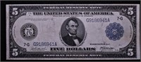 1914 5 DOLLAR FEDERAL RESERVE NOTE VF 30