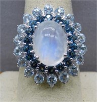 Sterling Silver ring with purple and blue stones,