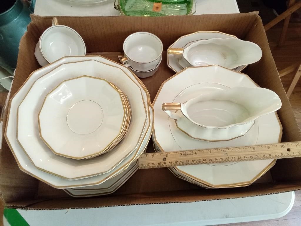 Box Of Johnson Bros China / England  W / Gold