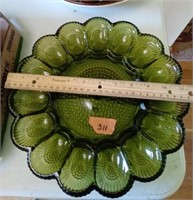 Green Glass Devilled Egg Plate