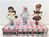 3 Ginny collectible 8in Vogue dolls in boxes.