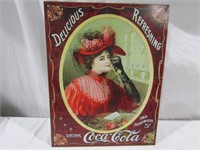 Delicious Coca Cola Tin Sign (Lady) 16" x `12 1/2"