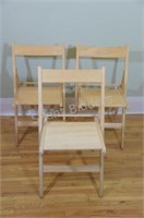 Set of Three Wood Folding Patio Chairs