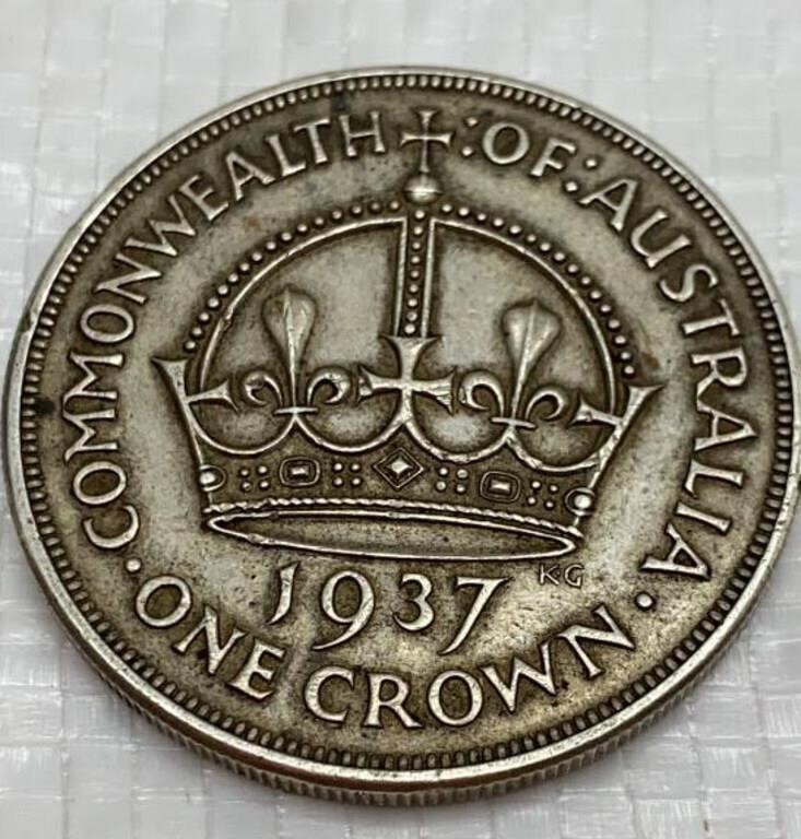 1937 large silver one crown