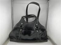 Black Shoulder Bag with Silver Accents