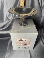 Oneida silver plate compote with box