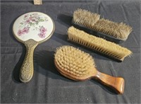 Antique Hand Mirror & Brushes