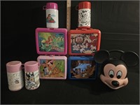 (5) Vintage Disney Lunchbox & (4) Thermos Cups
