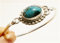 Turquoise & Sterling Silver Bracelet 7-1/4" 30.1g