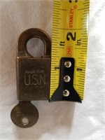Vintage Brass US Navy Lock USN 2"