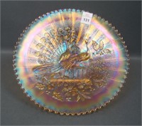 N'Wood Pastel Marigold Peacocks Stippled Plate