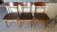 3 vintage upholstered wooden chairs