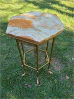 Antique Brass Base Marble Top Stand
