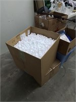 Open top box of packing peanuts