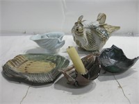 Five Piece Hand Made Pottery Pieces See Info