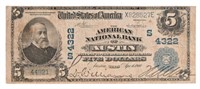 1902 American National Bank of Austin $5 Note