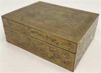 Chinese Etched Brass Trinket Box