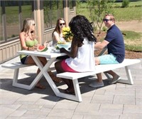 Banquet Deluxe White 8-seat Aluminum Picnic Table