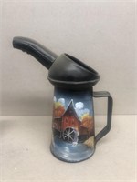 Oil can with hand painted scenery