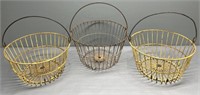 3 Metal Wire Baskets Golf Gathering