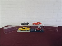 (4)Vintage car models w/display cases.