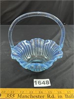 Iridescent Blue Glass Basket