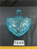 Hazel Atlas Turquoise Glass Candy Dish