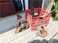 ANTIQUE IRON LOT, WHEELS, PICKS