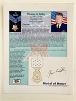 Thomas G. Kelley Signed Card and Medal Of Honor Ci