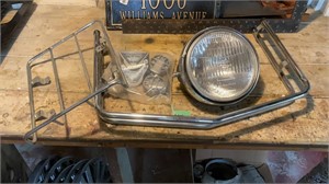Motorcycle headlight and racks