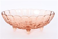 Vintage Pink Depression Footed Glass Fruit Bowl