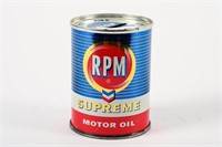 RPM SUPREME MOTOR OIL 4 OZ CAN BANK