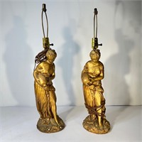 Pair of Greek Goddess Figural Lamps