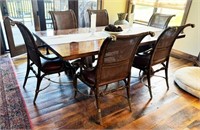 Bamboo Cane Back Armchairs & Dining Table